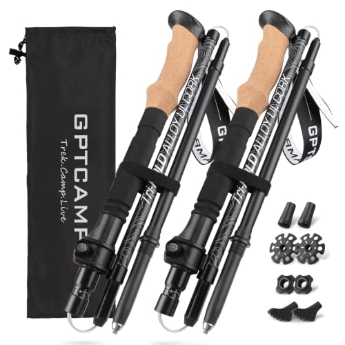 Folding Trekking Poles 7075 Aluminum Lightweight for Travel (2 Count)