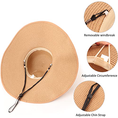 Wide Brim Sun Hat for Women Floppy Straw Hat Summer Beach Hats Fashionable Trendy Hats Sun Protection UPF 50+
