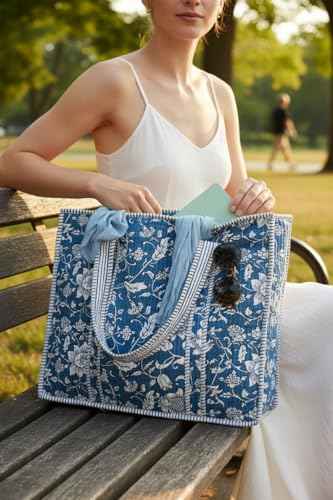 100% Cotton Quilted Tote Bag For Women