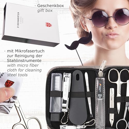 brand quality 10 piece manicure pedicure grooming kit set for professional finger & toe nail care tweezers file clipper fashion leather case in gift box