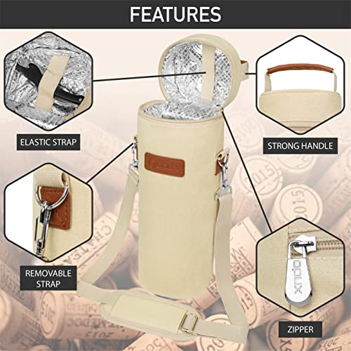 Single Bottle Wine Bag Carrier Insulated Cooler Tote with Strap