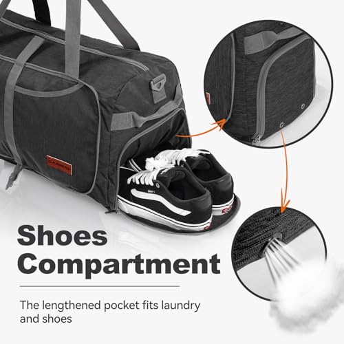 40L Foldable Duffle Bag for Travel Men & Women Carry On 22"x14"x9" Airline Approved