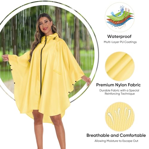 Rain Poncho for Adults with Zipper