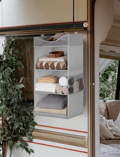 3 Shelf Hanging Closet Organizer with Half Compartment