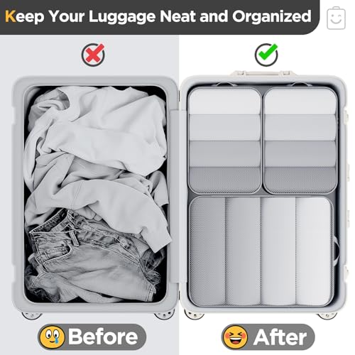 6/9/11 Set Compression Packing Cubes for Travel Essentials,Compressible Expandable Large Luggage Suitcase Organizer Bags for Clothing,Space Saver Bags with Over 1000 pcs of Mesh Holes(Gray) (6 Count)
