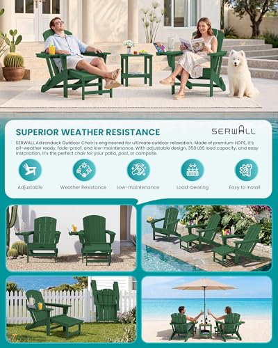 Folding Adjustable Adirondack Chair with Footrest