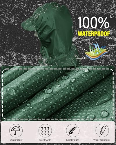 Hooded Rain Poncho Packable Waterproof Unisex Raincoat with Pocket