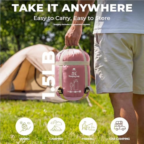 Warm Weather Lightweight Sleeping Bag for Adults