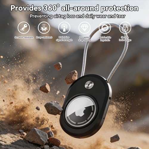2 Pack for AirTag Holder Keychain with Luggage Tag
