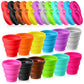48 Pcs Silicone Collapsible Cup Without Lids Travel Portable Foldable Cup Colorful Reusable Collapsible Shot Cup Expandable Drinking Cup for Kids Traveling Outdoor Hiking (48 Count)