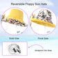 Women Floral Reversible Wide Brim Sun Hats Wired Edge Summer UPF Hat for Beach Hiking Garden Travel Lawn Work Chin Strap