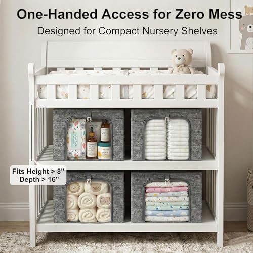 Baby Clothes Storage Bins with Metal Frame 27L 6 (6 Count)
