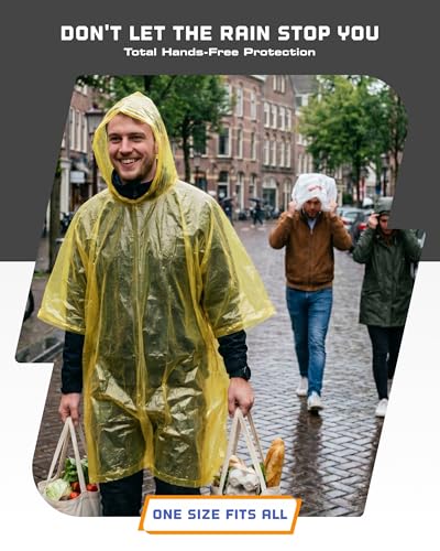 Disposable Rain Ponchos for Adults (5 Count)