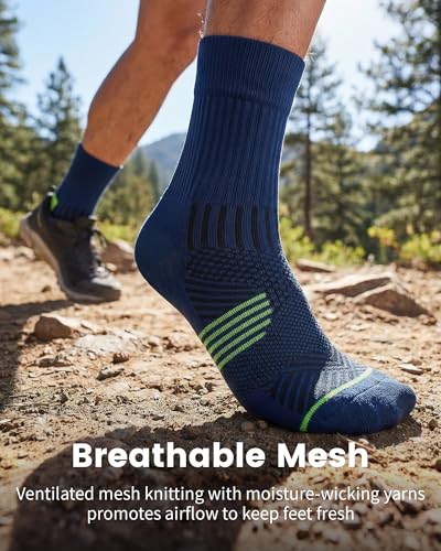3 Pairs Running Compression Socks for Men & Women Crew Socks with Cushion (3 Count)