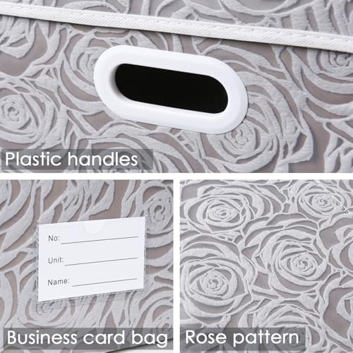 Jumbo Collapsible Storage Boxes with Lids Fabric Decorative Storage Bins Cubes Organizer Baskets with Cover Handles Divider for Bedroom Closet Living Room 23.2x15.7x11.8 Inch 3 Pack (3 Count)