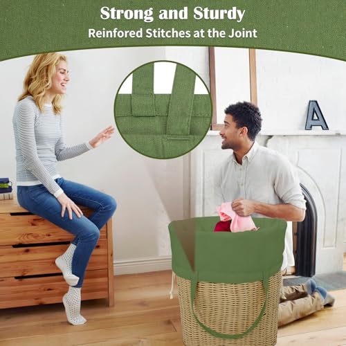 Canvas Laundry Bags with Handles & Square Base 16"Wx16"D x27.6"H