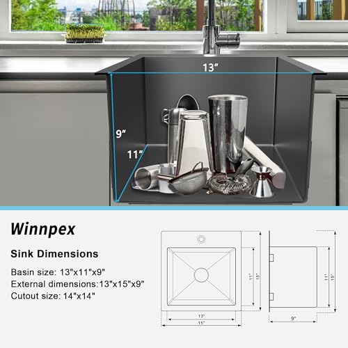 15x15 inch Bar Sink Drop In