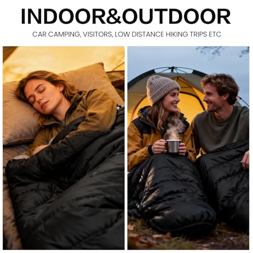 3 4 Season Sleeping Bag for Adults Lightweight Warm Cold Weather Camping Bag with Waterproof Compression Sack