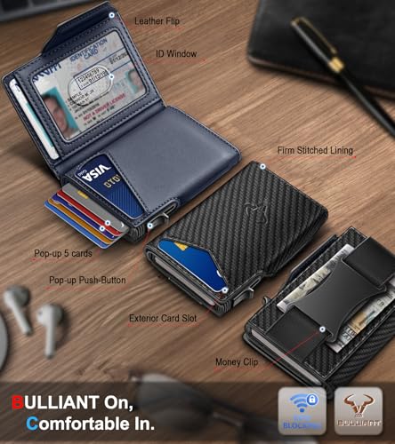 Men Slim Leather Wallet Metal Case Money Clip