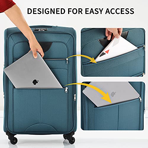 Softside Luggage Set Softshell Lightweight 3 Piece Spinner Suitcase (3 Count)