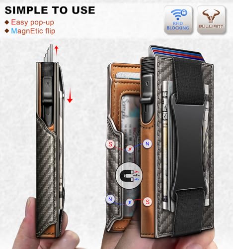 Men Slim Leather Wallet Metal Case Money Clip