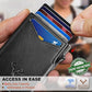 Men Slim Leather Wallet Metal Case Money Clip