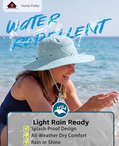 UPF50+ Mens Sun Hat Wide Brim Fishing Hat Airy Womens Bucket Hat UV Protection Hat for Mens Womens Beach Safari Gardening Golf Aqua