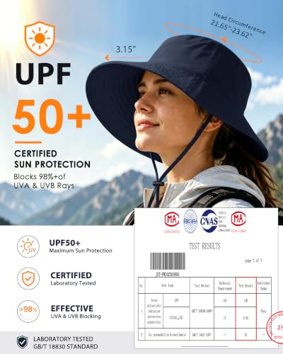 Water Resistant UPF 50+ Sun Bucket Hat Packable Brimmed for Women Men
