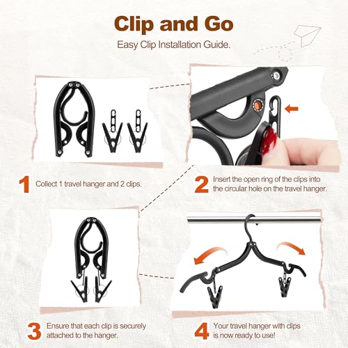 Black Travel Hangers with Clips (10 Count)