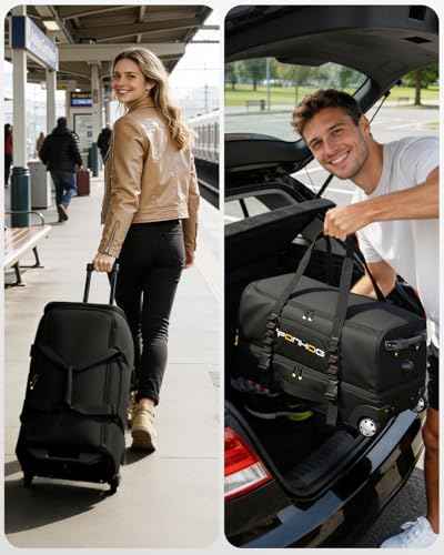 25 Inch Duffle Bag with Wheels and Handle for Men