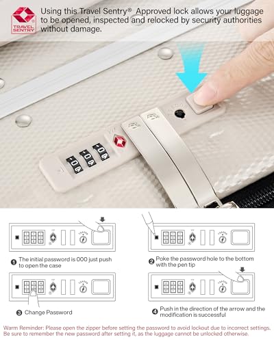 24 Inch Checked Luggage PC Hard Case Luggage Top Opening Aluminum Frame Travel Luggage Suitcases with Wheels for Woman Men
