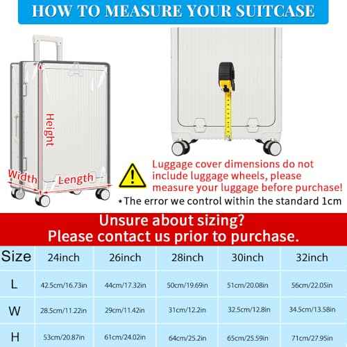 Clear Luggage Cover Protector with Front Pocket Zipper 32 Inch