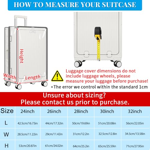 Clear Luggage Cover Protector with Front Pocket Zipper 30 Inch