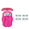 Women's Mini Travel Razor Shave Kit, 1 Mini Travel Razor Handle + 5 Blade Refills, Super Pink