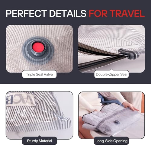 15 Pack Vacuum Seal Bags for Clothing Travel (16 Count)