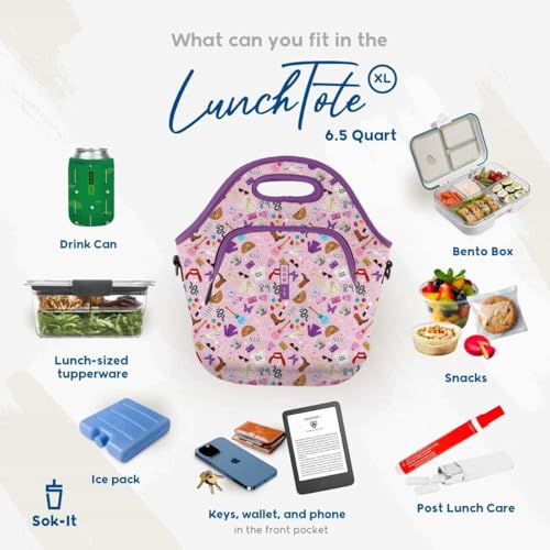 LunchTote Zippered Bag Insulated Neoprene Caddy (Honeycomb Buzz / X-Large 6.5 Quart Lunch Tote)