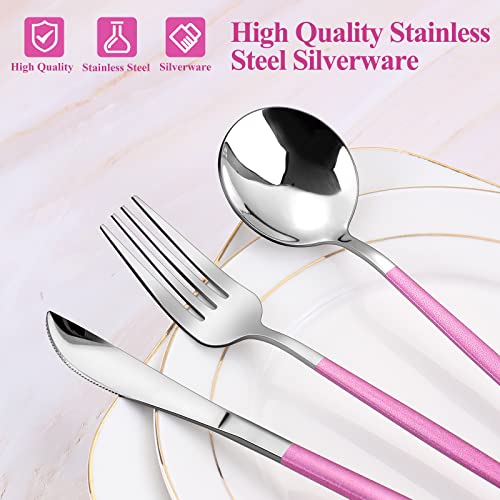 Mirror Silver Rosy Silverware Set (4 Count)