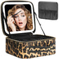 Makeup Travel Train Case with Mirror LED Light 3 Adjustable Brightness Cosmetic Bag Portable Storage Adjustable Partition Waterproof Makeup Brushes Makeup Jewelry Gift for Women
