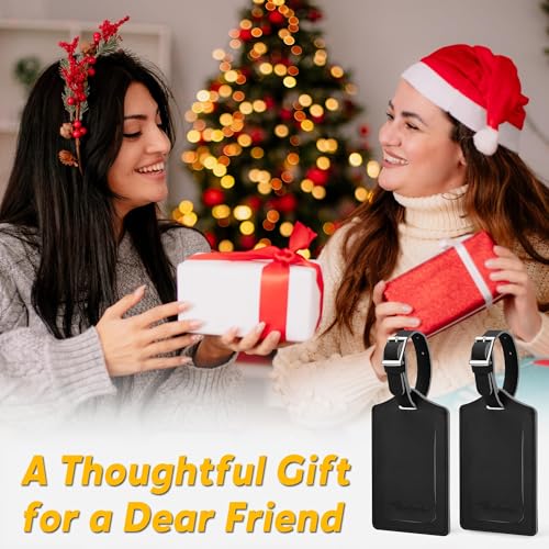 12 Pack Luggage Tags Faux Leather for Suitcases Travel Bag Labels with Protection Cover ID (12 Count)