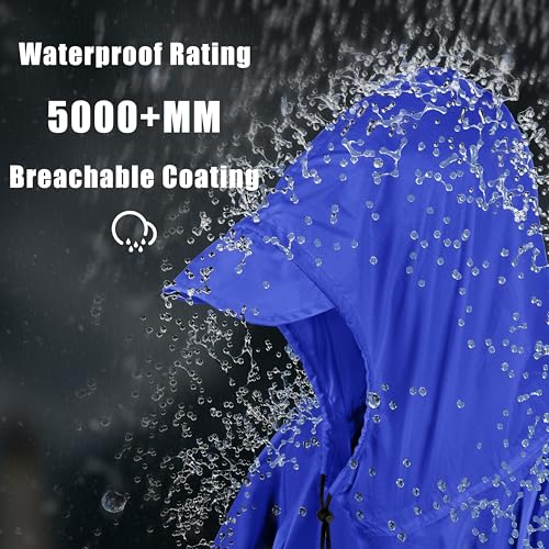 Hooded Rain Poncho Lightweight Waterproof Unisex Raincoat Jacket with Pocket for Men Women Adult