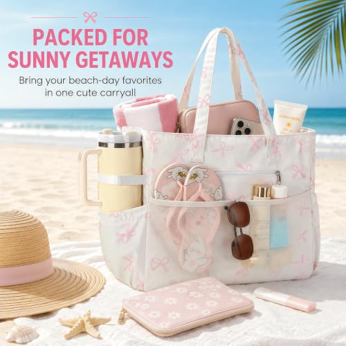 Waterproof Beach Tote Pool Bags for Women Ladies Extra Large Carry On Bag With Wet Compartment for Weekender Travel
