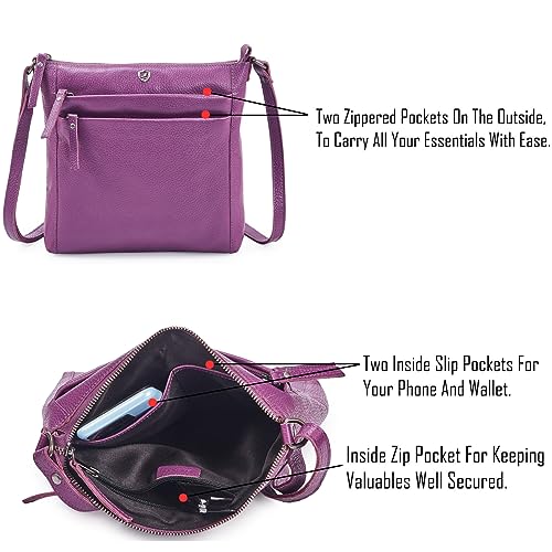 Leather Crossbody Bags for Women Small Genuine Nappa Purse Multi