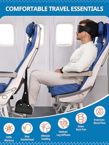 Travel Pillow with Seat Strap Combo Airplane Foot Hammock Set (2 Count)