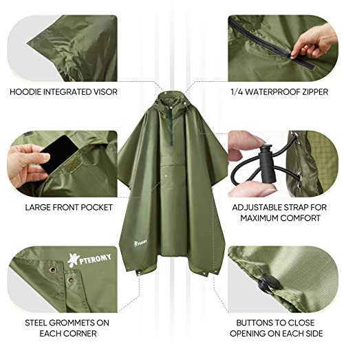 Hooded Rain Poncho for Adults