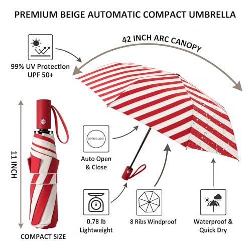 Small Compact Travel Umbrella with UV Protection for Sun & Rain