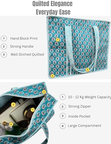 100% Cotton Quilted Tote Bag For Women