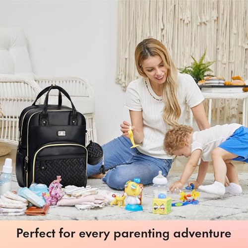Leather Diaper Bag Backpack with Portable Changing Pad