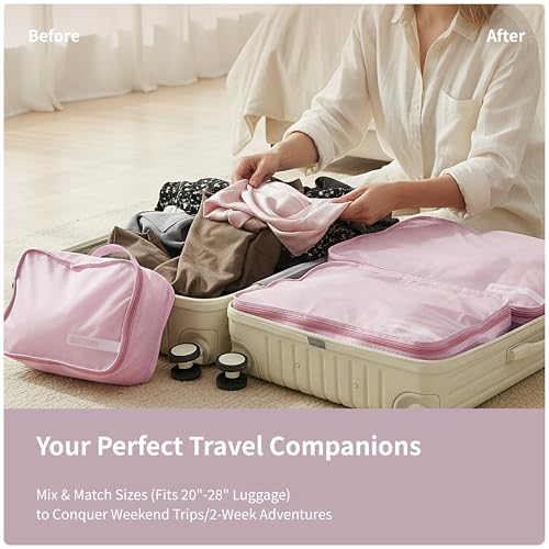 Travel Packing Cubes for Women 5 Set Mauve Pink