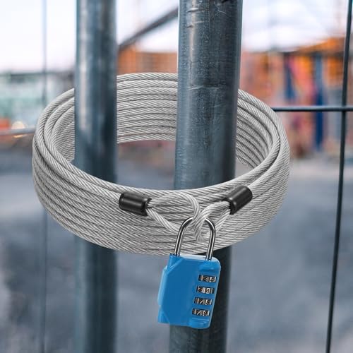 12 Pack Security Cable Luggage Lock with Loops 15 ft 3mm Braided Steel Coated Bike Cable Wire Double Loop Anti Theft Safety for U Lock (12 Count)
