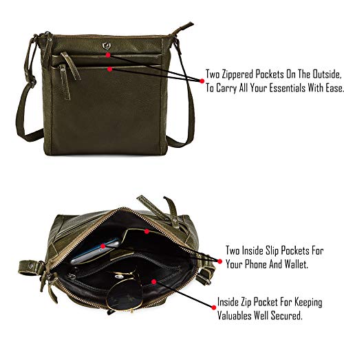 Leather Crossbody Bags for Women Small Genuine Nappa Purse Multi